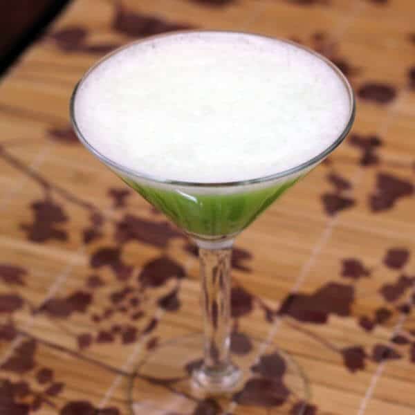 Closeup view of egg foam on Absinthe Suissesse
