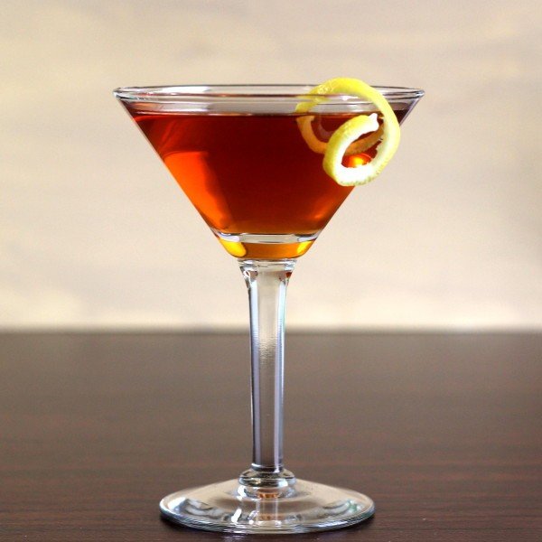 Full length view of Affinity Cocktail on table