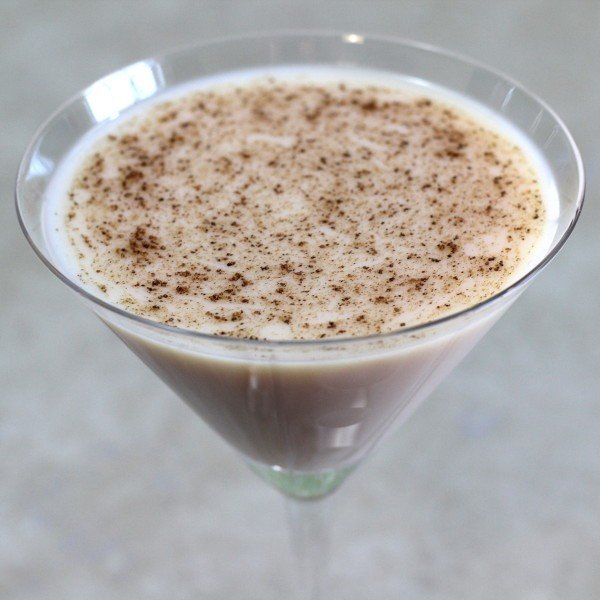 Closeup view of Almond Grove cocktail sprinkled with nutmeg