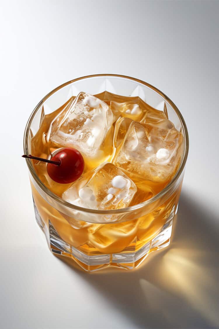 Amaretto Sour cocktail with cherry garnish