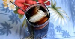 Bacardi Root Beer Float drink in tall glass with ice