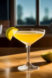 Bellini Martini drink in coupe glass