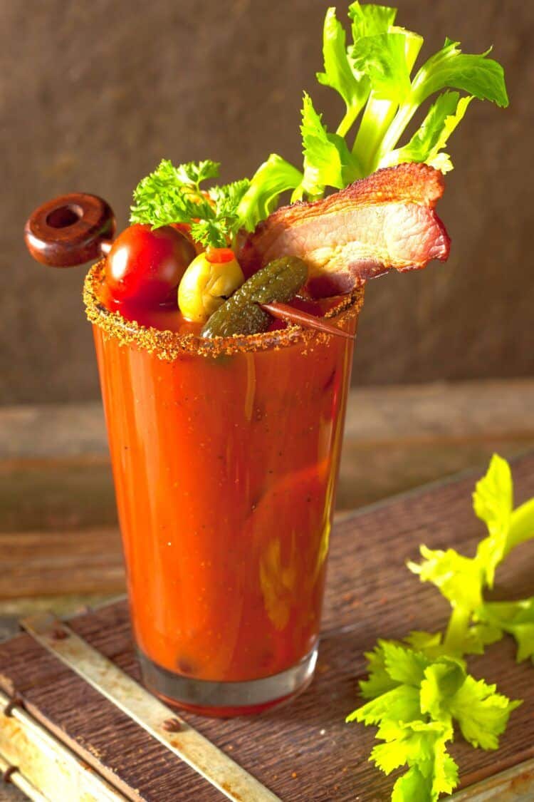 Bloody Mary recipe with fancy garnish