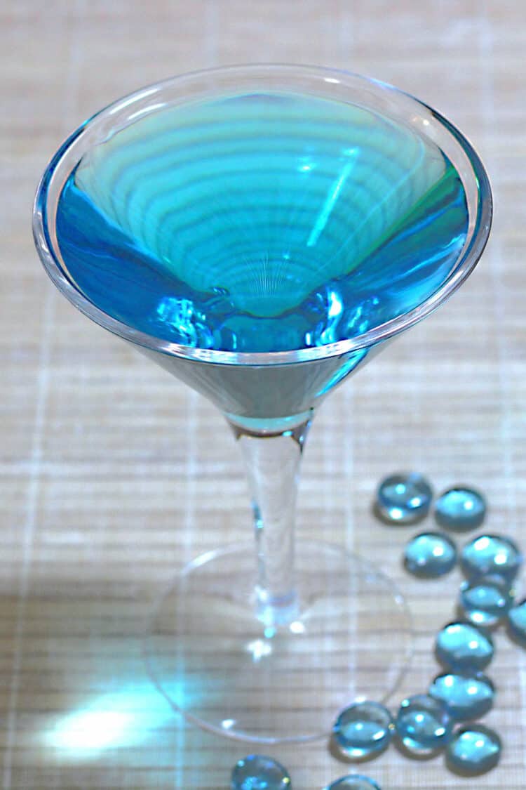 Blue Curacao cocktail in martini glass