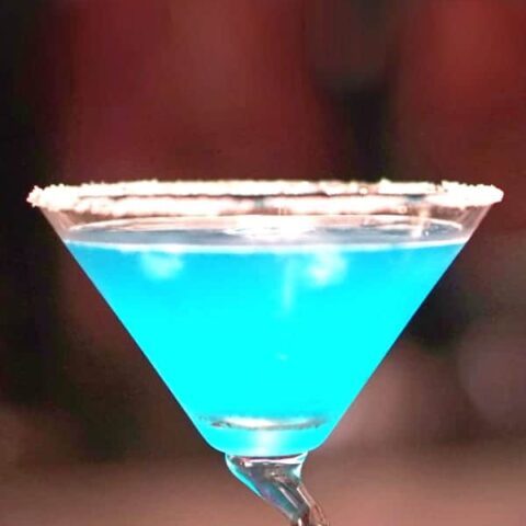 Blue Goose cocktail with sugar rim