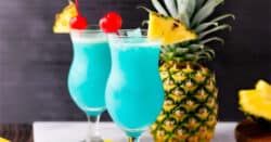 Blue Hawaiian drink with pineapple