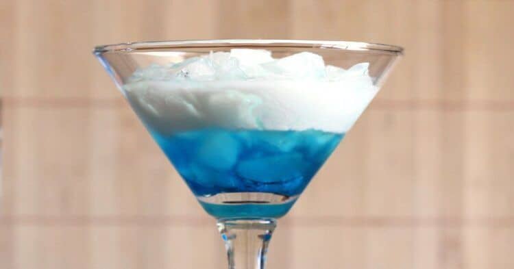 Blue Russian cocktail with white and blue layers