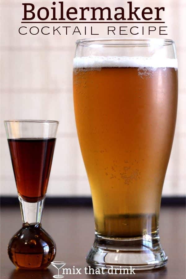 Glass of beer next to shot of whiskey