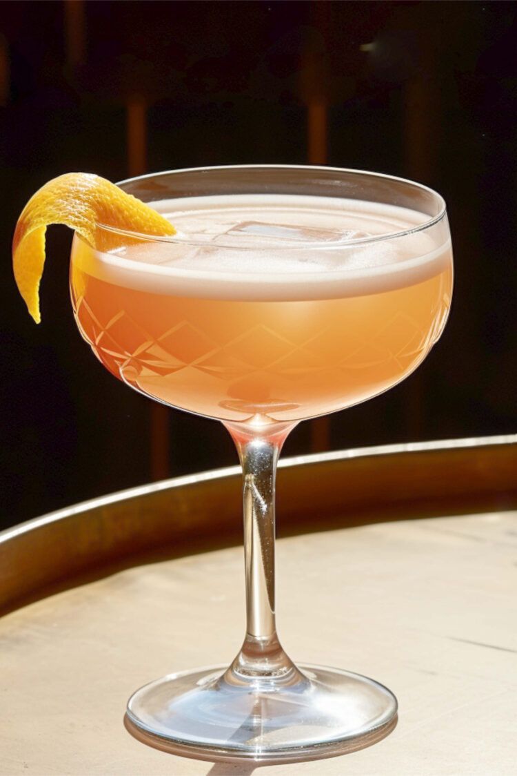 Brown Derby cocktail with grapefruit twist in coupe glass