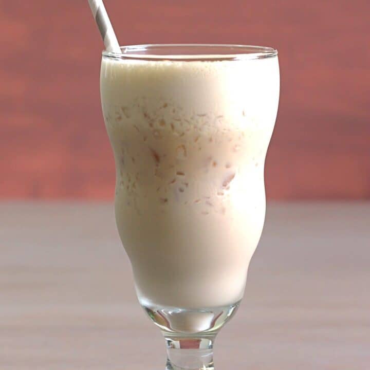 Butterscotch Mudslide Shake drink in parfait glass