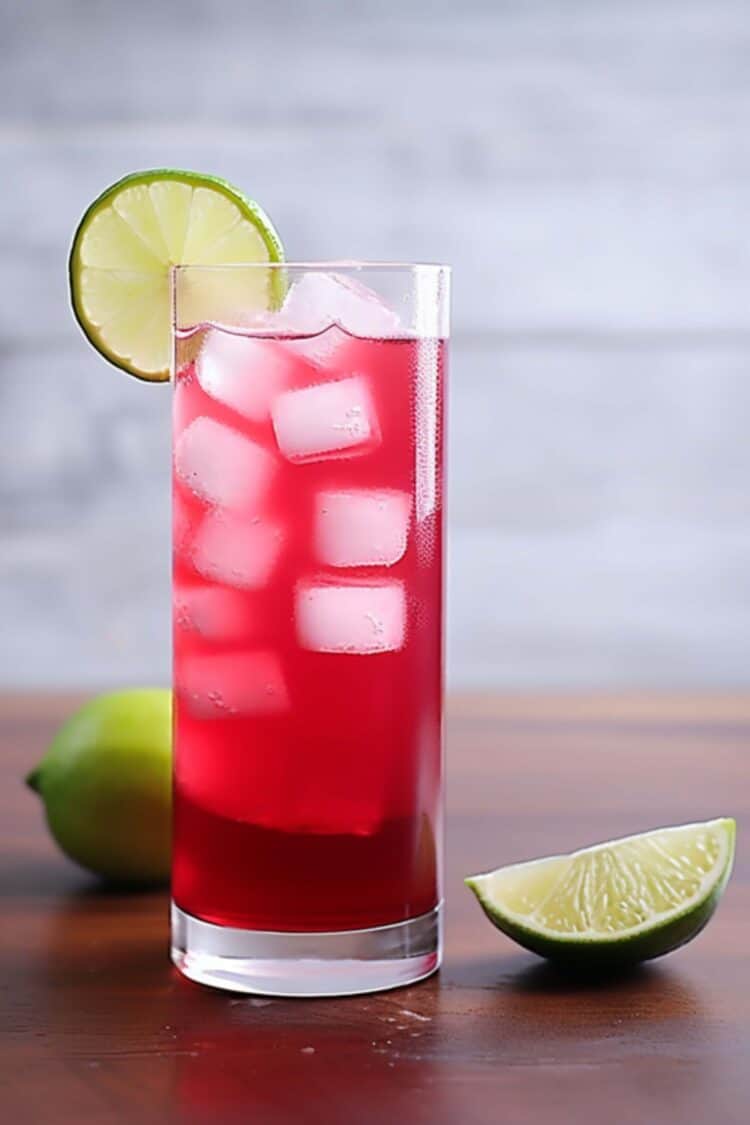 Cape Cod drink in tall glass with lime slice