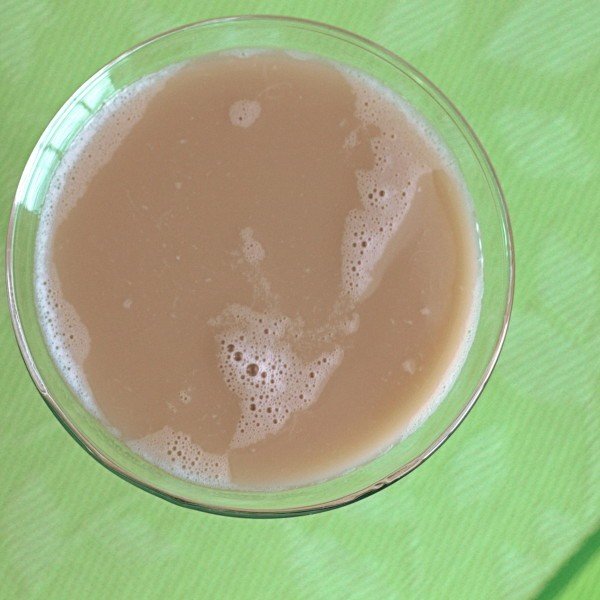 Overhead view of Caramel Martini drink in cocktail glass