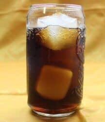 Carmel Coke drink in tall glass with ice