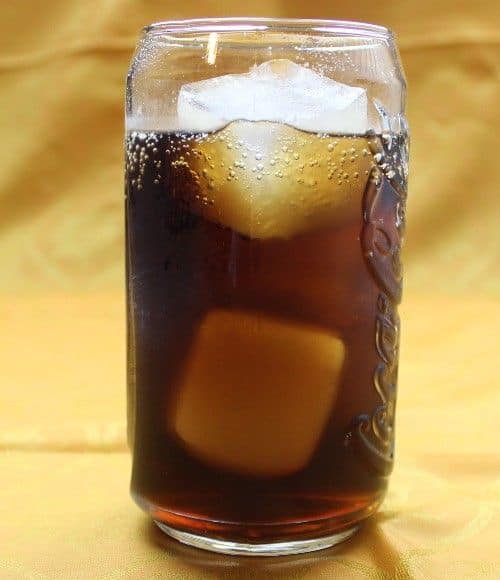 Carmel Coke drink in tall glass with ice