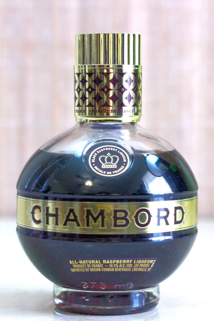 Bottle of Chambord on table top