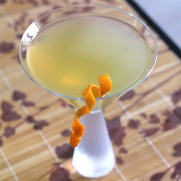 Angled view of Chapel Hill drink with orange twist