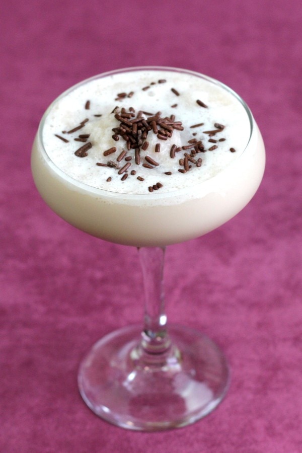 Checkerboard cocktail with chocolate sprinkles on top
