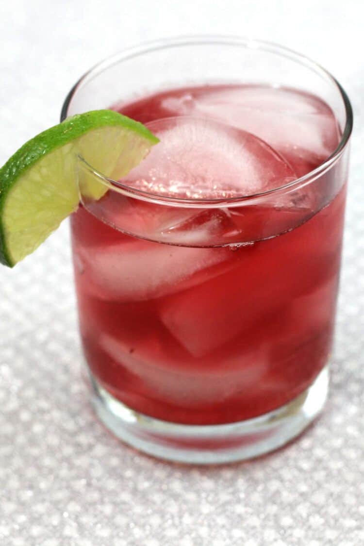 Cranberry Gin cocktail with lime wedge