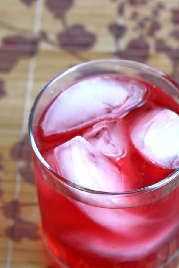 Bright red Desert Shield cocktail closeup