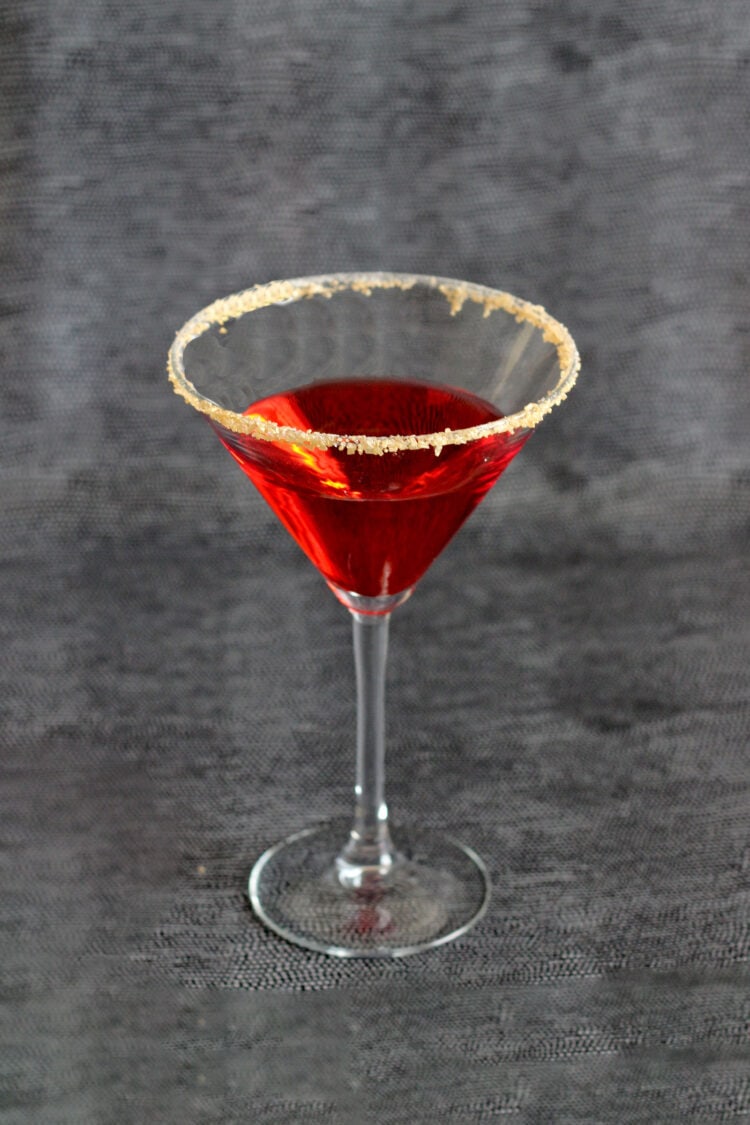 English Rose drink with turbinado sugar rim