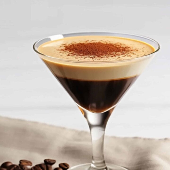 Deep brown Espresso Martini in cocktail glass
