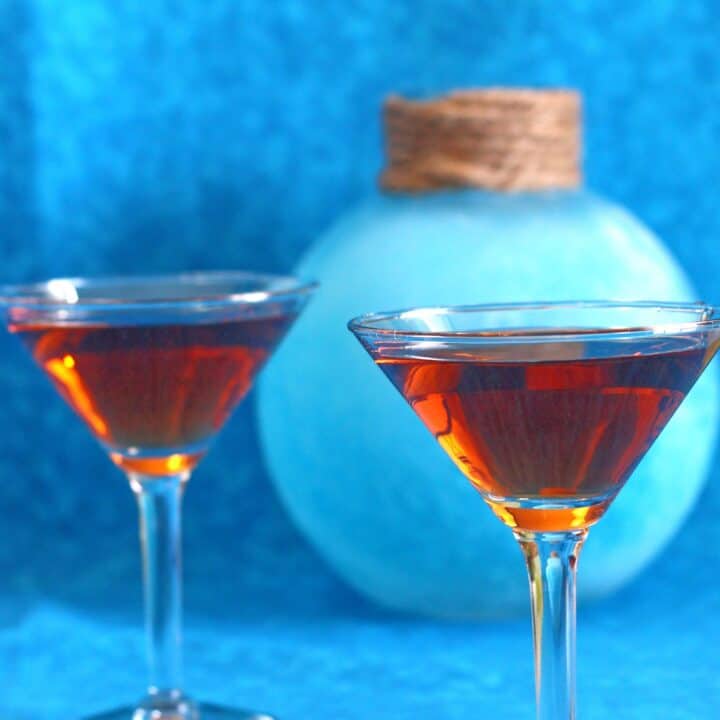 Ethel Duffy cocktails against blue background