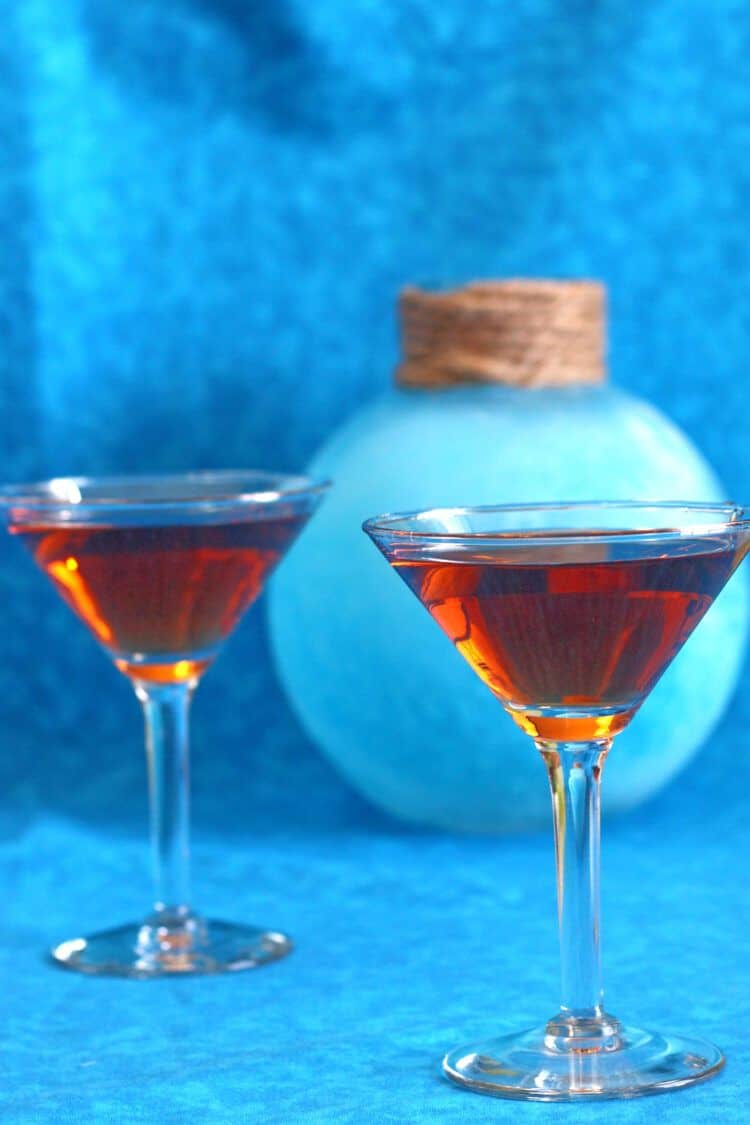 Ethel Duffy cocktails against blue background