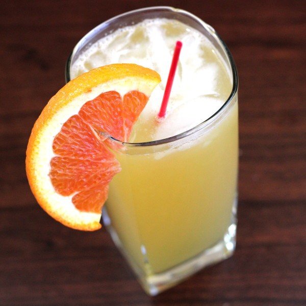 Overhead view of Flying Tiger drink with orange slice