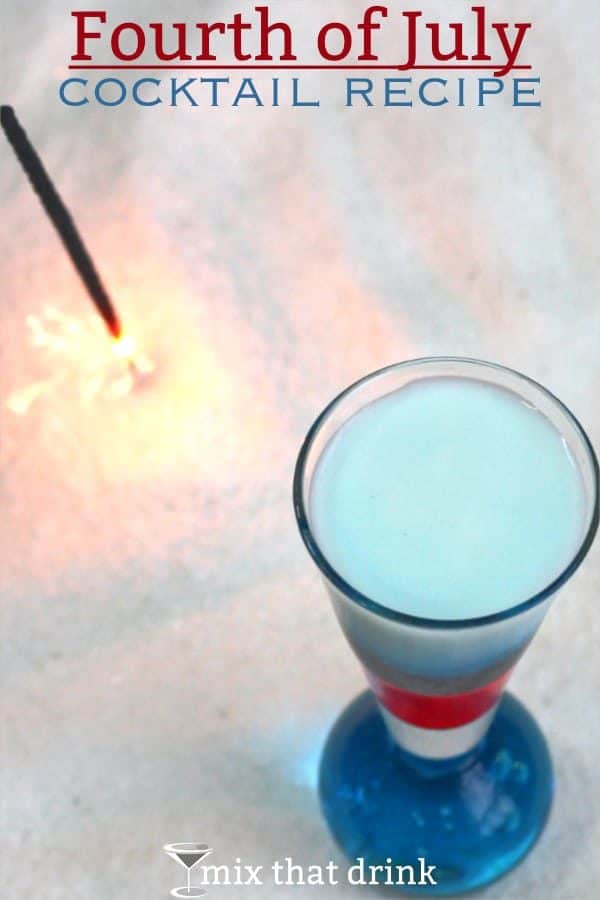 Overhead view of Fourth of July cocktail