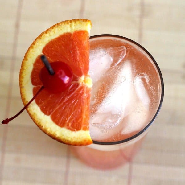 Overhead view of Georgia Pie drink with orange and cherry