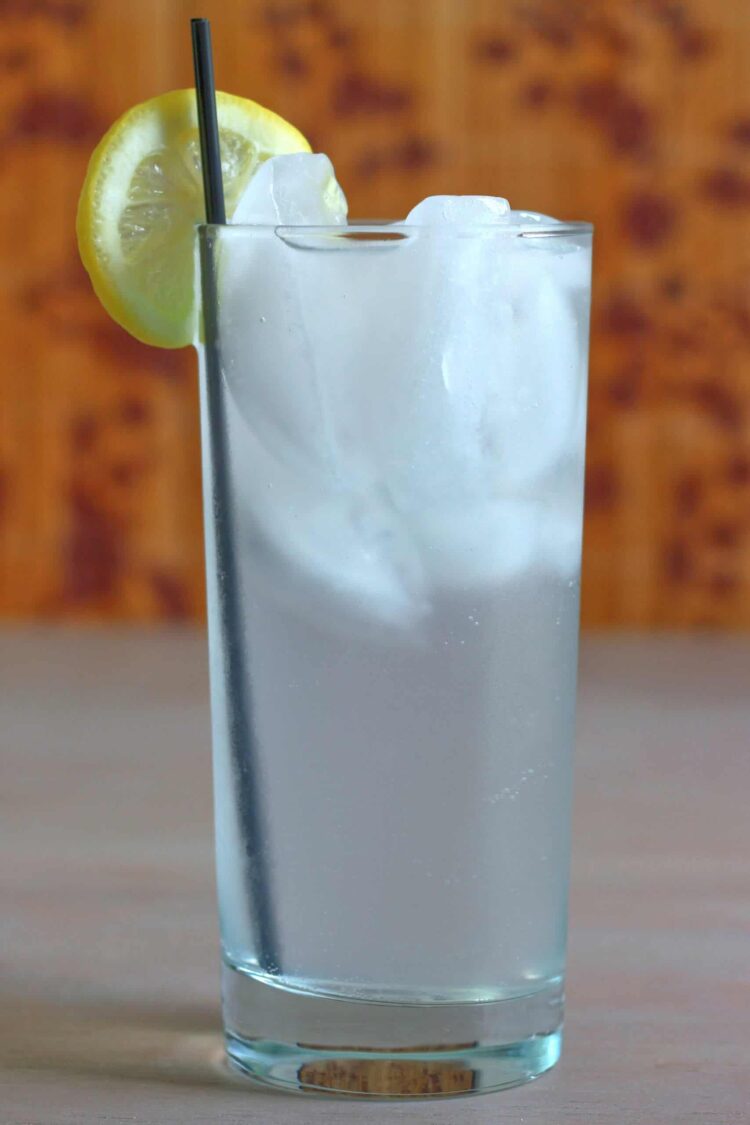 Gin & Bitter Lemon drink in tall glass with ice