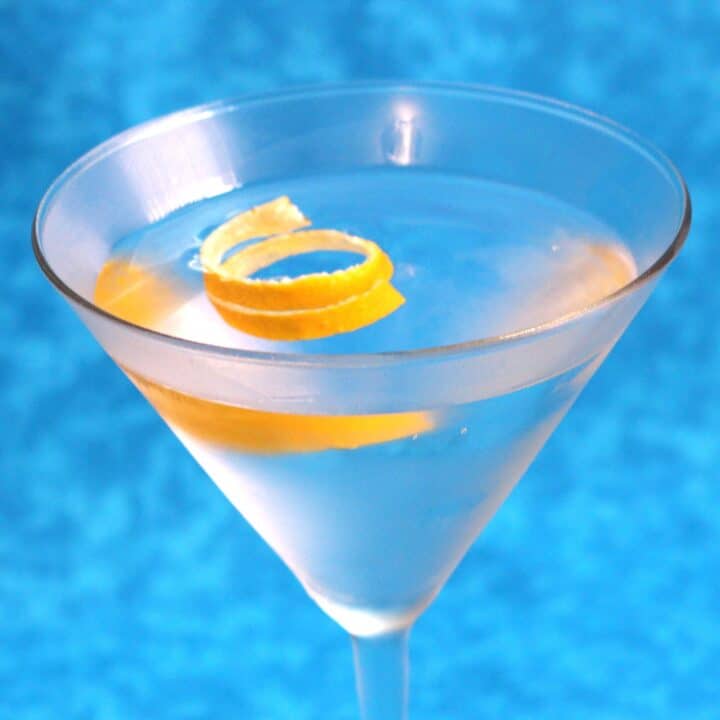 Clear gin martini with lemon twist