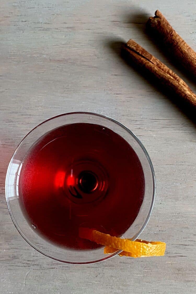 Overhead view of Glogg in the Microwave cocktail