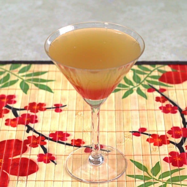 Overhead view of Golden Dawn drink in cocktail glass