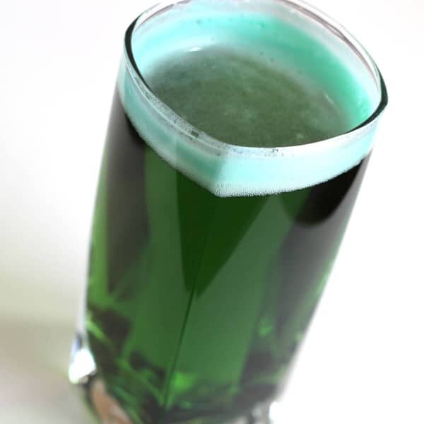 Glass of emerald green beer