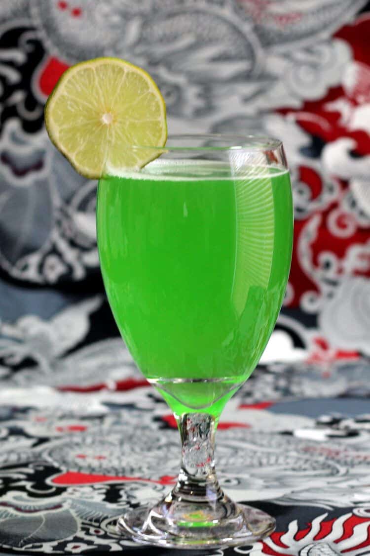 Side view of Green Demon drink