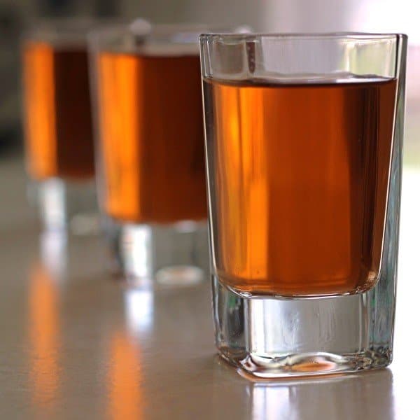 Closeup view of Ground Zero drinks backlit by window