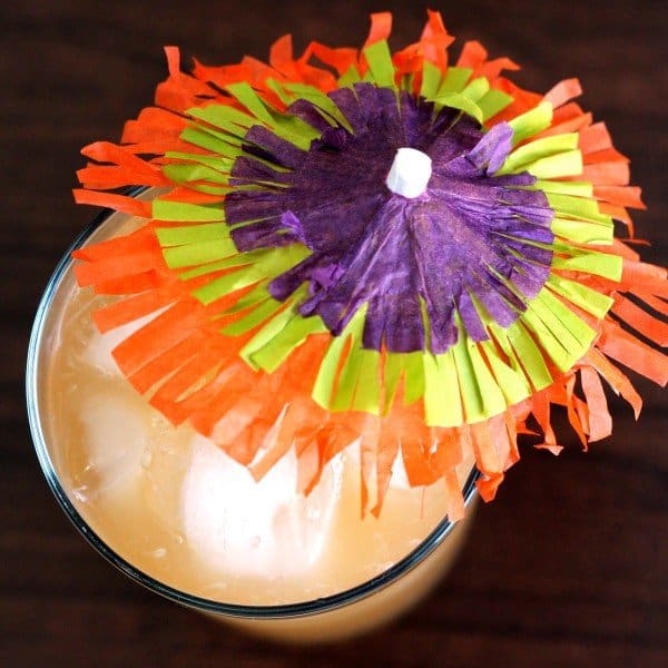 Overhead view of Hairy Jerry drink with cocktail umbrella