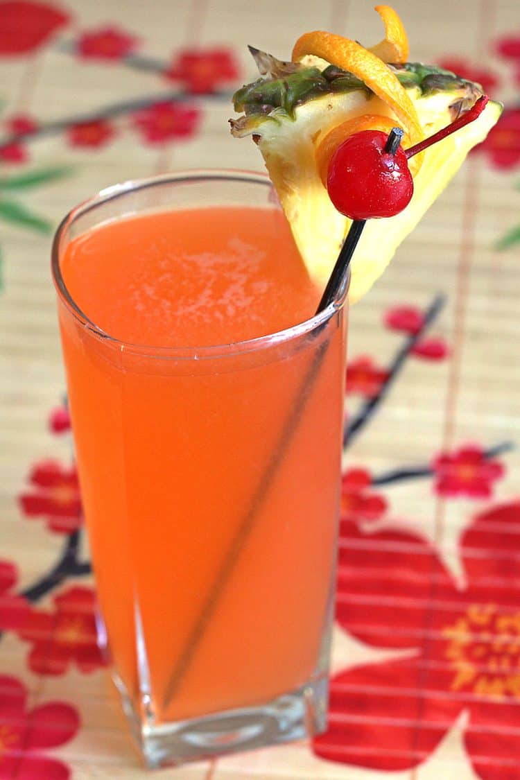 Hawaiian Hammer drink with pineapple and cherry