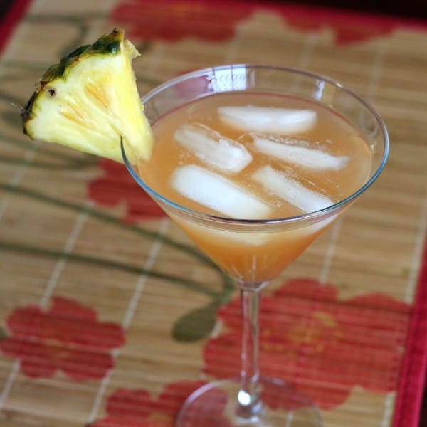 Overhead view of Hawaiian Tattoo drink with pineapple