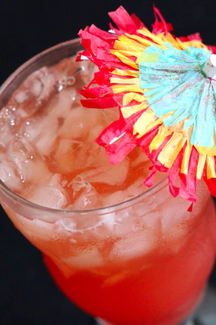 Closeup view of Hurricane drink with umbrella