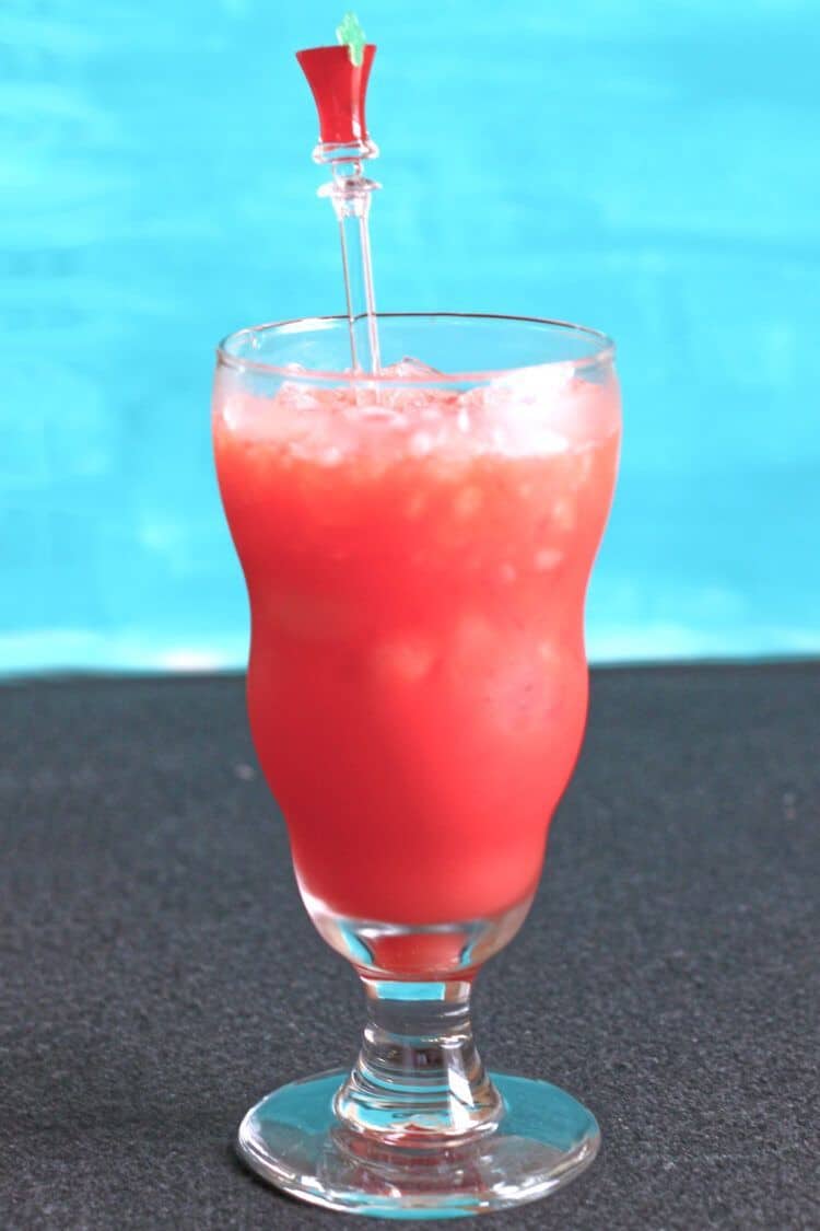 Hurricane Mocktail against blue background