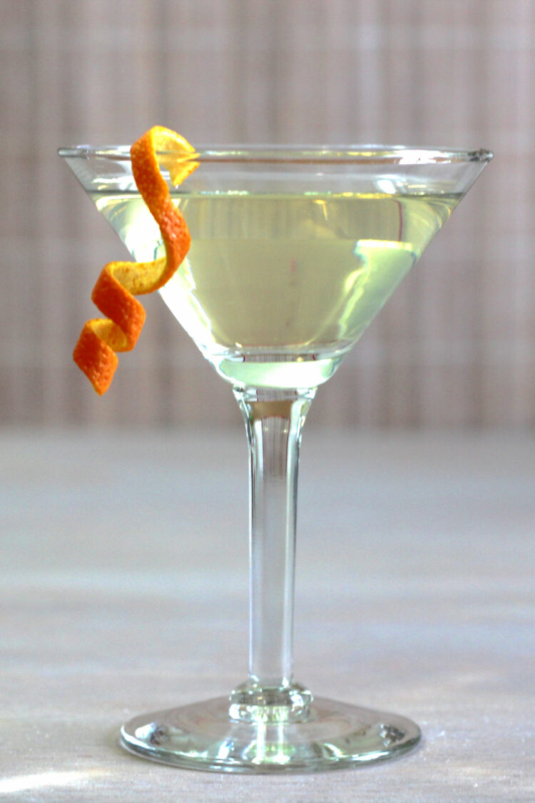 Inverted Pyramid Martini with orange twist