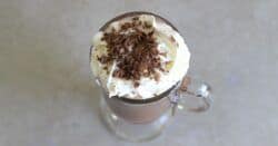 Kahlua Hot Chocolate with whipped cream and chocolate sprinkles