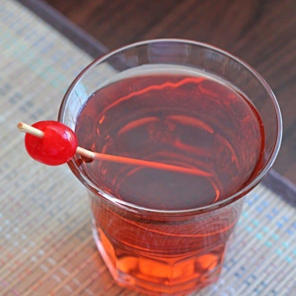 Overhead view of Laffy Taffy drink with cherry