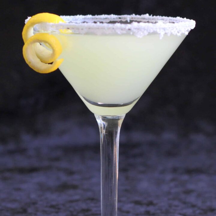 Lemon Drop Martini cocktail with lemon twist