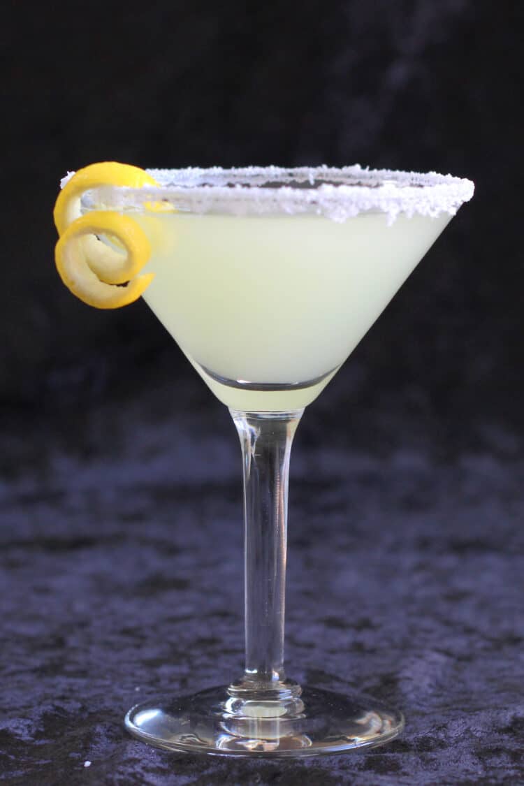 Lemon Drop Martini cocktail with lemon twist