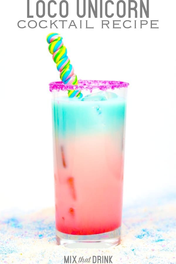 Red and blue layered Loco Unicorn cocktail