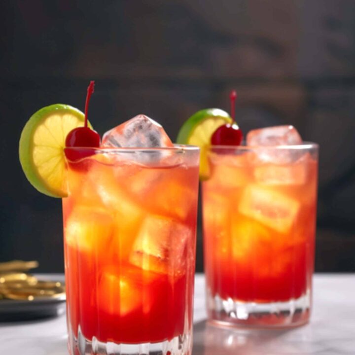 Madras Cocktails on bar with lime and cherry