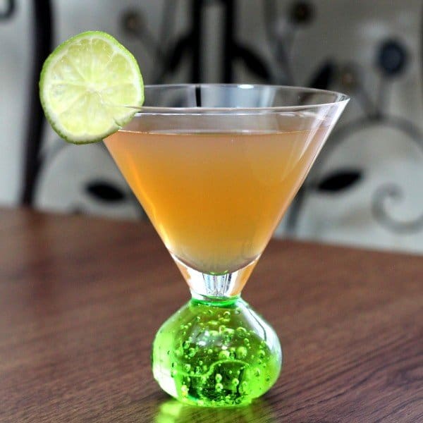March Rain Cocktail with lime wheel
